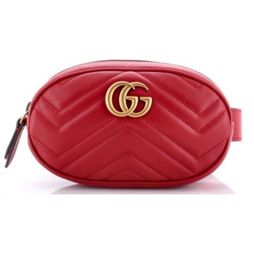 Gucci Red GG Marmont Quilted Leather Belt Bag